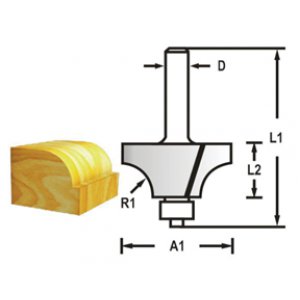 Zaoblovací fréza s ložiskem stopka 6 mm,19x9,5x52 mm